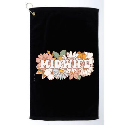 Retro Midwife Boho Flowers Labor And Delivery Nurse Golf Towel