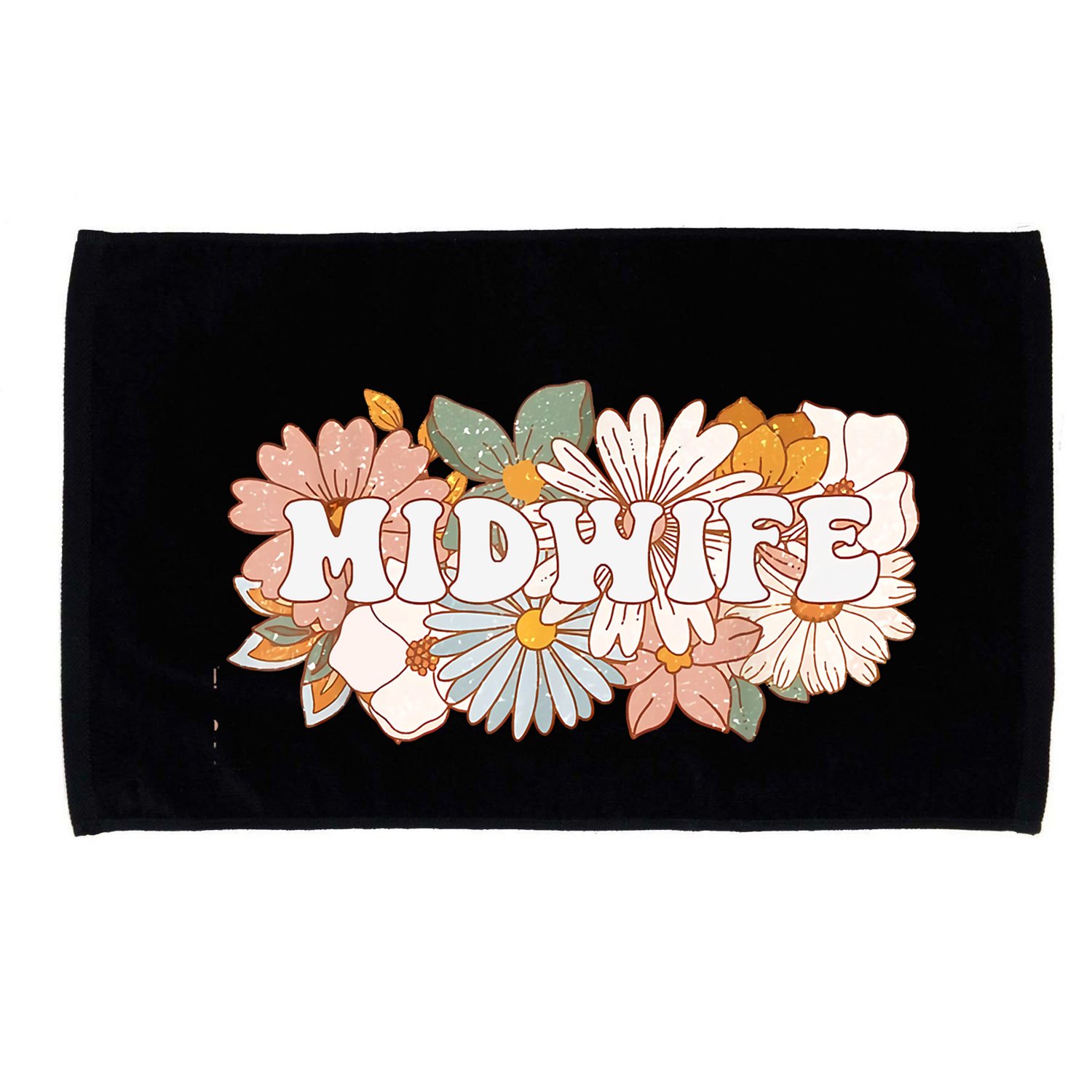 Retro Midwife Boho Flowers Labor And Delivery Nurse Microfiber Hand Towel