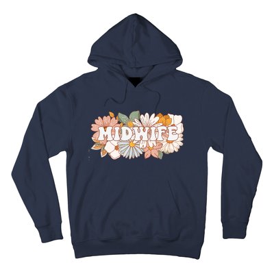 Retro Midwife Boho Flowers Labor And Delivery Nurse Hoodie