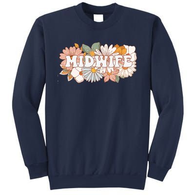 Retro Midwife Boho Flowers Labor And Delivery Nurse Sweatshirt