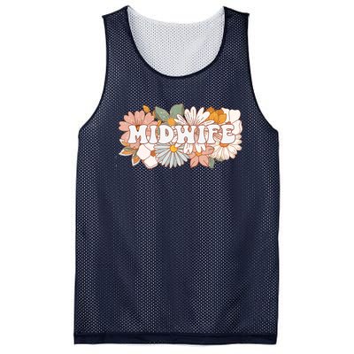 Retro Midwife Boho Flowers Labor And Delivery Nurse Mesh Reversible Basketball Jersey Tank