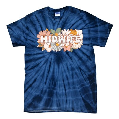 Retro Midwife Boho Flowers Labor And Delivery Nurse Tie-Dye T-Shirt