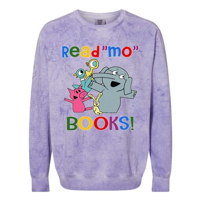 Read Mo Book Cute School Teacher Librarian Elephant Pigeon Colorblast Crewneck Sweatshirt