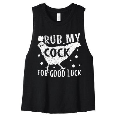 rub my cock for good luck Women's Racerback Cropped Tank