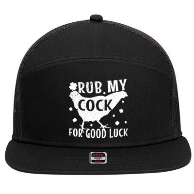Rub My Cock For Good Luck 7 Panel Mesh Trucker Snapback Hat