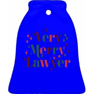 Retro Mid Century Modern Christmas Very Merry Lawyer Cute Gift Ceramic Bell Ornament