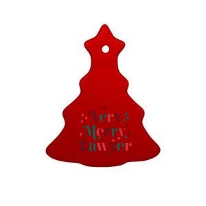 Retro Mid Century Modern Christmas Very Merry Lawyer Cute Gift Ceramic Tree Ornament