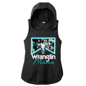 Rodeo Mama Cow Rodeo Mom Western Cowhide Wranglin Mama Ladies PosiCharge Tri-Blend Wicking Draft Hoodie Tank