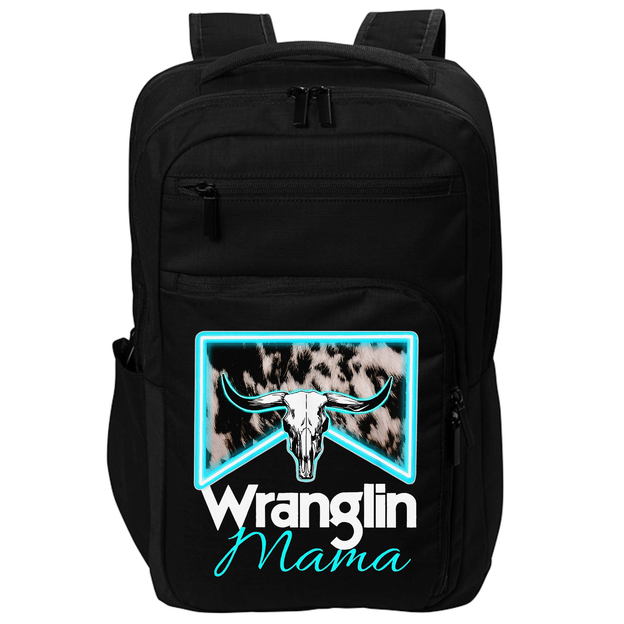 Rodeo Mama Cow Rodeo Mom Western Cowhide Wranglin Mama Impact Tech Backpack