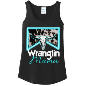 Rodeo Mama Cow Rodeo Mom Western Cowhide Wranglin Mama Ladies Essential Tank