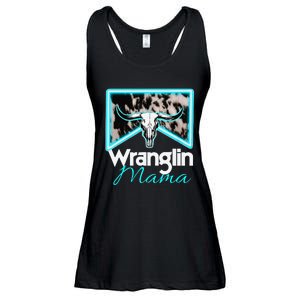 Rodeo Mama Cow Rodeo Mom Western Cowhide Wranglin Mama Ladies Essential Flowy Tank