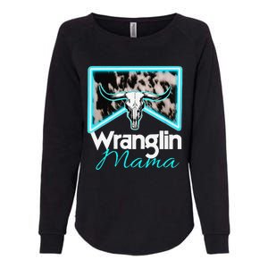 Rodeo Mama Cow Rodeo Mom Western Cowhide Wranglin Mama Womens California Wash Sweatshirt