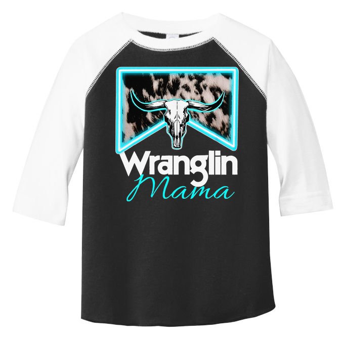 Rodeo Mama Cow Rodeo Mom Western Cowhide Wranglin Mama Toddler Fine Jersey T-Shirt
