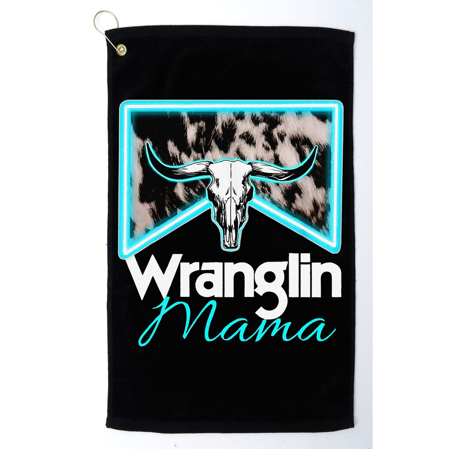 Rodeo Mama Cow Rodeo Mom Western Cowhide Wranglin Mama Golf Towel