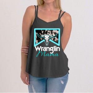 Rodeo Mama Cow Rodeo Mom Western Cowhide Wranglin Mama Women's Strappy Tank