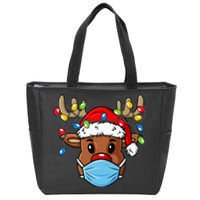 Reindeer Merry Christmas Funny Xmas Zip Tote Bag