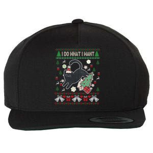 Retro Meowy Christmas I Do What I Want Funny Cat Xmas Funny Gift Cute Gift Wool Snapback Cap