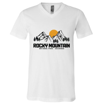 Rocky Mountains Colorado Vintage Hiking Nature National Park V-Neck T-Shirt