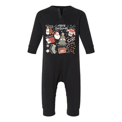 Retro Merry Christmas Vibes Retro Santa Claus Infant Fleece One Piece