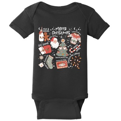 Retro Merry Christmas Vibes Retro Santa Claus Baby Bodysuit