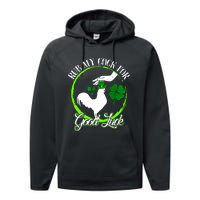 Rub My Cock For Good Luck St Patricks Day Irish Shamrock Performance Fleece Hoodie