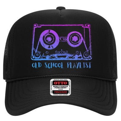 Retro Music Cassette Tape Mixtape. I Love The 80s High Crown Mesh Back Trucker Hat