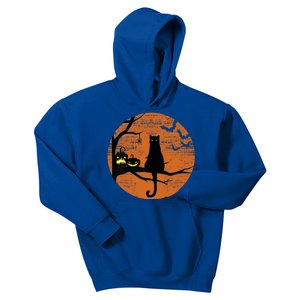 Retro Moon Cat Mom Gift Kids Hoodie