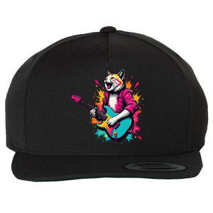 Roll Music Concert Festival Cat Playing Guitar Wool Snapback Cap