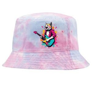 Roll Music Concert Festival Cat Playing Guitar Tie-Dyed Bucket Hat