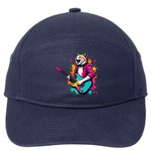 Roll Music Concert Festival Cat Playing Guitar 7-Panel Snapback Hat