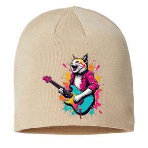 Roll Music Concert Festival Cat Playing Guitar Sustainable Beanie