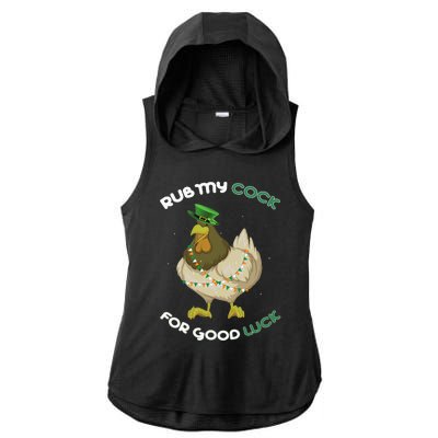 rub my cock for good luck st patrick's day chicken lover Ladies PosiCharge Tri-Blend Wicking Draft Hoodie Tank