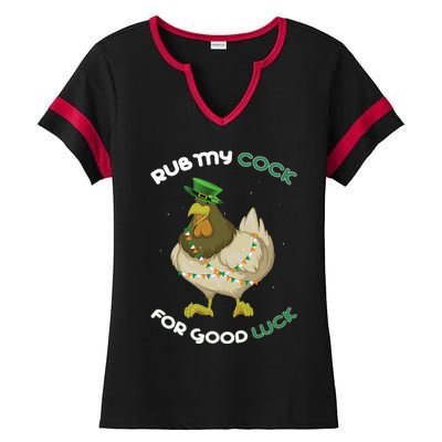 rub my cock for good luck st patrick's day chicken lover Ladies Halftime Notch Neck Tee