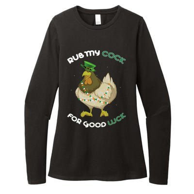 rub my cock for good luck st patrick's day chicken lover Womens CVC Long Sleeve Shirt