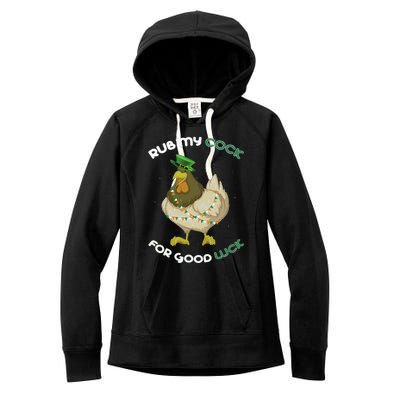 rub my cock for good luck st patrick's day chicken lover Women's Fleece Hoodie