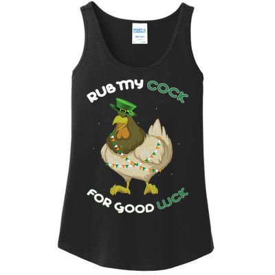 rub my cock for good luck st patrick's day chicken lover Ladies Essential Tank