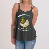 rub my cock for good luck st patrick's day chicken lover Women's Strappy Tank