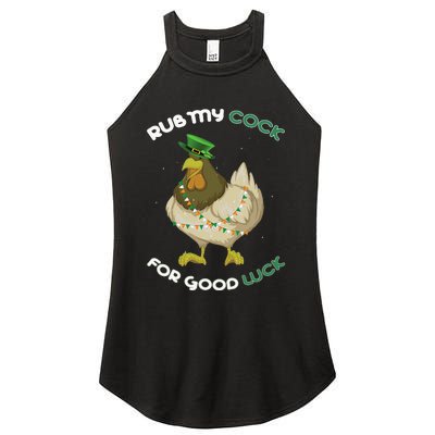 rub my cock for good luck st patrick's day chicken lover Women's Perfect Tri Rocker Tank