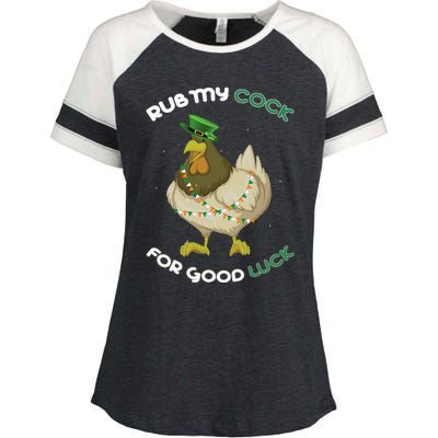 rub my cock for good luck st patrick's day chicken lover Enza Ladies Jersey Colorblock Tee