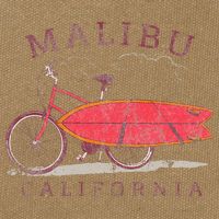 Retro Malibu California Surfing Fan Surfboard Bicycle Art Cotton Canvas Backpack