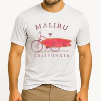 Retro Malibu California Surfing Fan Surfboard Bicycle Art Cooling Performance Crew T-Shirt