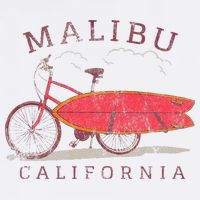 Retro Malibu California Surfing Fan Surfboard Bicycle Art Cooling Performance Crew T-Shirt