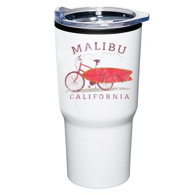 Retro Malibu California Surfing Fan Surfboard Bicycle Art Tumbler