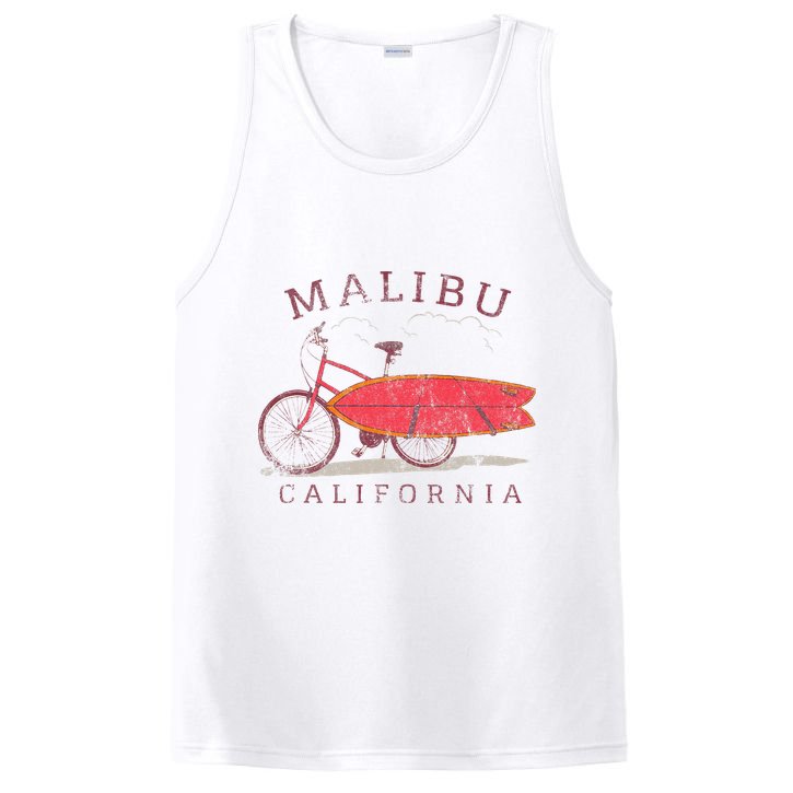 Retro Malibu California Surfing Fan Surfboard Bicycle Art PosiCharge Competitor Tank
