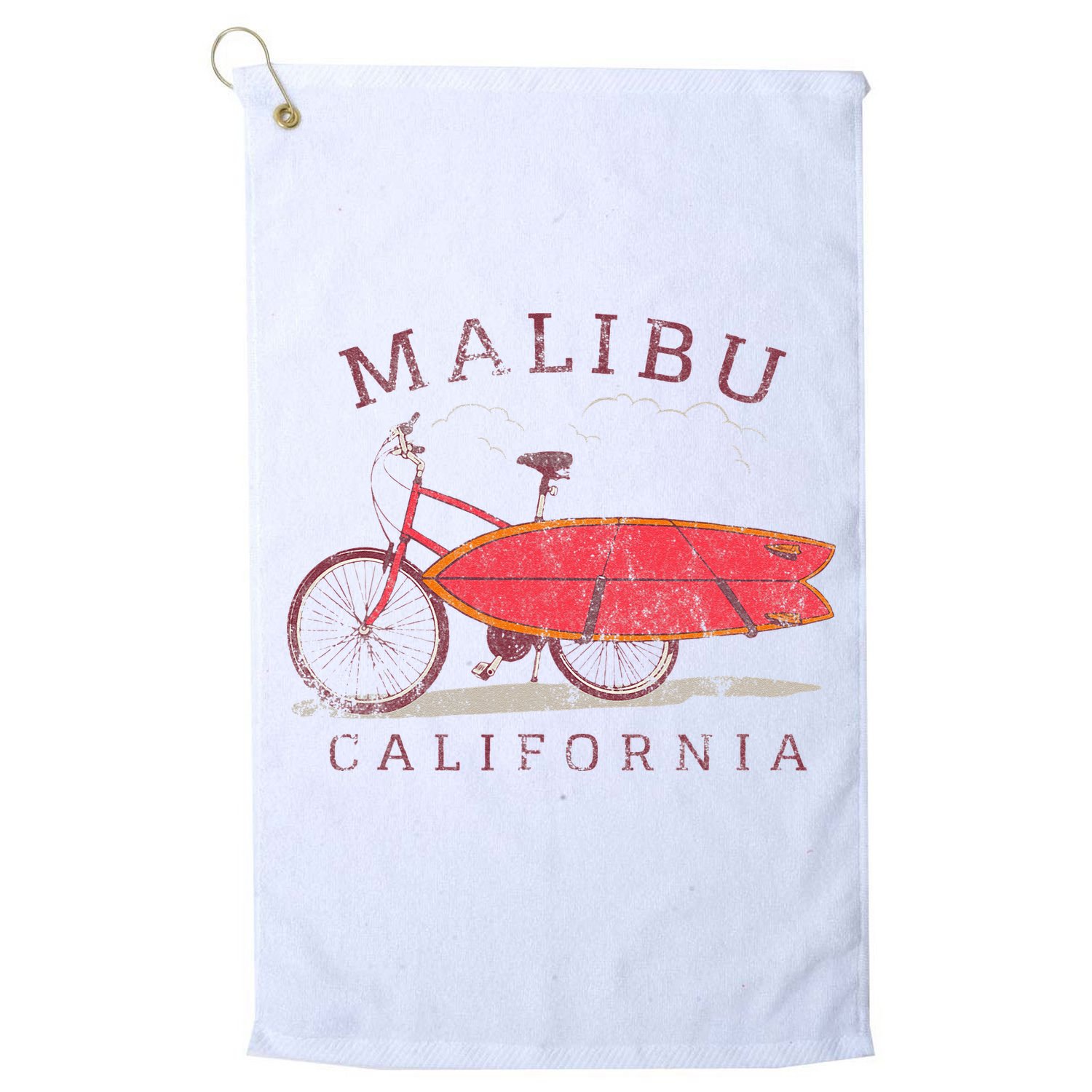 Retro Malibu California Surfing Fan Surfboard Bicycle Art Golf Towel
