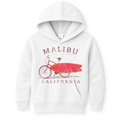 Retro Malibu California Surfing Fan Surfboard Bicycle Art Kids Hoodie