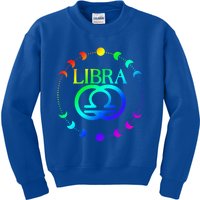 Rainbow Moon Cycle Libra Zodiac Gift Kids Sweatshirt