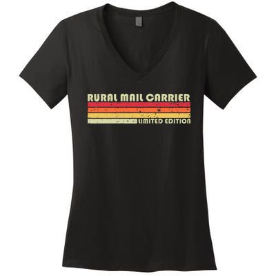 Rural Mail Carrier Funny Job Title Birthday Worker Idea Women's V-Neck T-Shirt