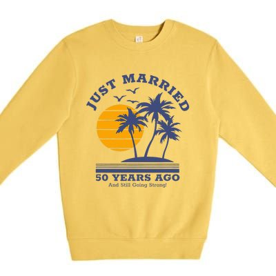 Romantic Matching Couples Golden 50th Wedding Anniversary Premium Crewneck Sweatshirt