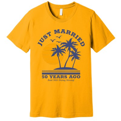 Romantic Matching Couples Golden 50th Wedding Anniversary Premium T-Shirt